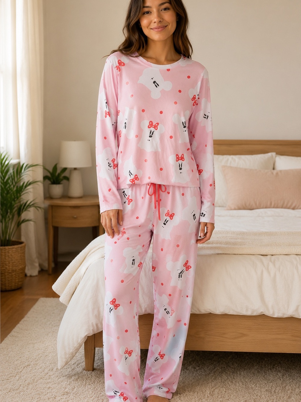 Disney Minnie Mouse Ghost Halloween Pajama Set Women’s Small